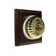 1 Gang 2 Way Period Asbury Dark Oak Wood - Polished Brass Fluted Dome Light Switch White Pattress