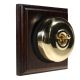 1 Gang 2 Way Period Asbury Dark Oak Wood - Polished Brass Smooth Dome Light Switch Black Pattress