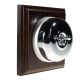 1G Intermediate (3way switching) Period Asbury Dark Oak Wood - Polished Chrome Dome Light Switch White Pattress