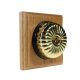 1 Gang 2 Way Period Asbury Light Oak Wood - Polished Brass Fluted Dome Light Switch Black Pattress