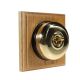 1 Gang 2 Way Period Asbury Light Oak Wood - Polished Brass Dome Light Switch Black Pattress