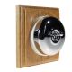 1 Gang 2 Way Period Asbury Light Oak Wood - Polished Chrome Dome Light Switch White Pattress