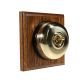 1 Gang 2 Way Period Asbury Medium Oak Wood - Polished Brass Dome Light Switch Black Pattress