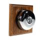 1 Gang 2 Way Period Asbury Medium Oak Wood - Polished Chrome Dome Light Switch Black Pattress