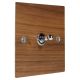 Walnut Flat Plate Wood 1 Gang 2Way 10Amp Toggle Switch with Polished Stainless Toggle