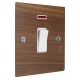 Walnut Flat Plate Wood 1G Double Pole 20Amp Rocker Switch with Neon with White Insert