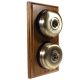 2 Gang 2 Way Period Asbury Vertical Medium Oak Wood - Smooth Dome Light Switch Black pattress