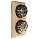 2 Gang 2 Way Period Asbury Vertical Unfinished Oak Wood - Fluted Dome Light Switch Black Pattress