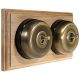 2 Gang 2 Way Period Asbury Horizontal Unfinished Oak Wood - Antique Brass Dome Light Switch Black pattress