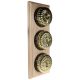 3 Gang 2 Way Period Asbury Vertical Unfinished Oak - Polished Brass Fluted Dome Light Switch Black Pattress