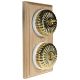 2 Gang 2 Way Period Asbury Vertical Unfinished Oak - Polished Brass Fluted Dome Light Switch White Pattress