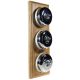 3 Gang 2 Way Period Asbury Vertical Light Oak Wood - Polished Chrome Dome Light Switch White Pattress