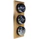 3 gang 2 Way Period Asbury Vertical Light Oak Wood - Polished Chrome Dome Light Switch Black Pattress