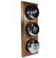 3 Gang 2 Way Period Asbury Vertical Medium Oak Wood - Polished Chrome Dome Light Switch Black Pattress