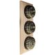 3 Gang 2 Way Period Asbury Vertical Unfinished Oak Wood - Fluted Dome Light Switch Black Pattress