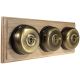 3 gang 2 Way Period Asbury Horizontal Unfinished Oak Wood - Antique Brass Dome Light Switch Black pattress