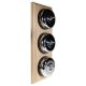 3 gang 2 Way Period Asbury Vertical Unfinished Oak Wood - Polished Chrome Dome Light Switch Black Pattress