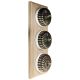 3 gang 2 Way Period Asbury Vertical Unfinished Oak Wood - Antique Brass Fluted Dome Light Switch White Pattress