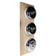 3 Gang 2 Way Period Asbury Vertical Unfinished Oak Wood - Polished Chrome Dome Light Switch White Pattress