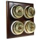 4 Gang 2 Way Period Asbury Dark Oak Wood - Fluted Polished Brass Dome Light Switch White Pattress