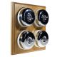 4 Gang 2 Way Period Asbury Light Oak Wood - Polished Chrome Dome Light Switch White Pattress