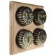 4 gang 2 Way Period Asbury Unfinished Oak Wood - Antique Brass Fluted Dome Light Switch Black Pattress