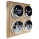 4 Gang 2 Way Period Asbury Unfinished Oak Wood - Polished Chrome Dome Light Switch White Pattress