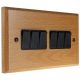 Scandic 6Gang 2Way 10Amp Rocker Switch in Beech with Bevelled Edge