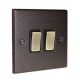 Accord Copper Bronze 2G 2W 10A Rocker Switch with Antique Brass Rocker