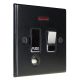 Matt Black 1G 13A Polished Switch Fuse Spur with Neon and Cord Outlet