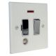 Matt White 1G 13A Polished Switch Fuse Spur withneon and cord outlet 