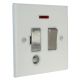 Matt White 1G 13A Satin Switch Fuse Spur with neon and cord outlet 