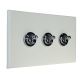 Matt White 3G 2W 20A Polished Stainless Toggle Switch 