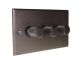 Accord Copper Bronze 3G 2W 3 x 250W/VA Dimmer Switch with Matching Retro Knobs