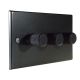 Matt Black 3G 2W 3 x 250W/VA Dimmer Switch with Black Retro Knobs