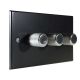 Matt Black 3G 2W 3 x 250W  Dimmer Switch with Chrome Retro Knobs