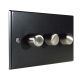 Accord raised plate 3G 2W LED Dimmer Switch with a Matt Black finish and Satin Stainless Dimmer cap