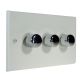 Matt White 3G 2W LED Dimmer Switch with Polished Dimmer Caps