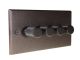 Accord Copper Bronze 4G 2W 4 x 250W/VA Dimmer Switch with Matching Retro Knobs