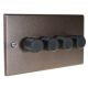 Accord Copper Bronze 4G 2W 4 x 250W/VA Dimmer Switch with Black Retro Knobs