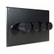 Matt Black 4G 2W 4 x 250W/VA Dimmer Switch with Black Retro Knobs