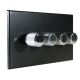 Matt Black 4G 2W LED  Dimmer Switch with Chrome Retro Knobs