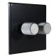 Matt Black 2G 2W LED  Dimmer Switch with Satin Silver Retro Knobs