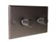 Accord Copper Bronze 2G 2W 2 x 400W/VA Dimmer Switch  on a Twin Plate with Matching Retro Knobs