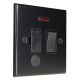 Matt Black 1G 13A Switch Fuse Spur with neon and Cord outlet