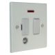 Matt White 1G 13A White Switch Fuse Spur with neon and cord outlet