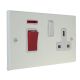 Matt White 45A DP Cooker Switch with 13amp switched socket on a Twin Plate