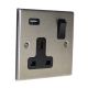 Accord Satin Stainless 1G 13A Switched USB charging Socket