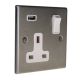 Accord Satin Stainless 1G 13A Switched USB charging Socket