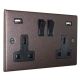 Accord Copper Bronze 2G 13A Switched USB charging Socket